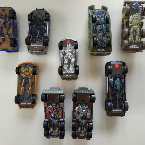 Transformers RPMs toy cars used, set with Optimus Prime and others