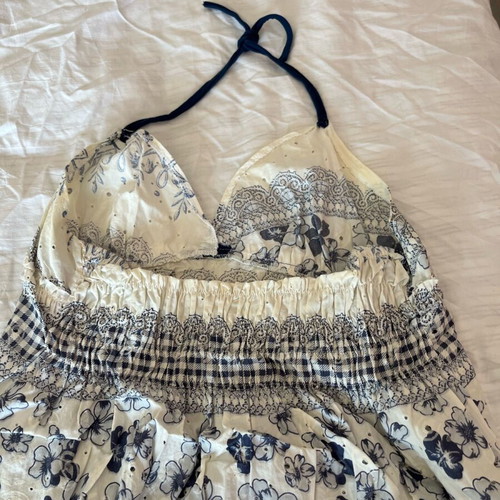 Halter dress like new, white and blue, size S