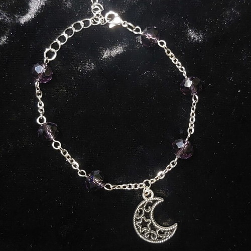 Celestial Moon bracelet made of stainless steel and glass beads made to order