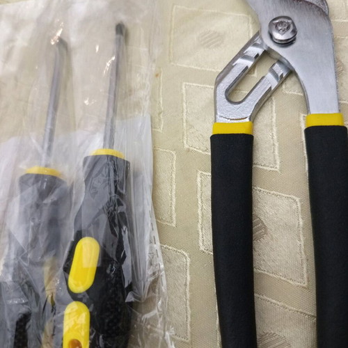 Tools screwdrivers and gas pliers new, set of 3 pieces