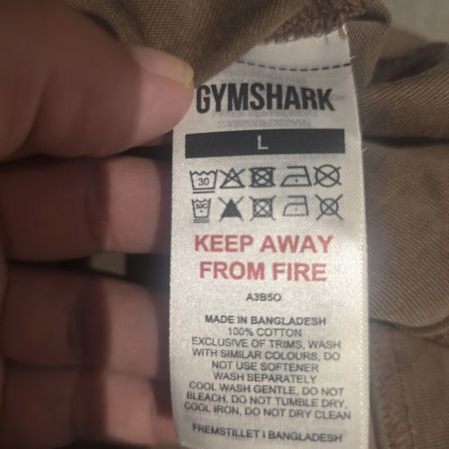 Gymshark Collegiate Washed Sportshirt, L, Soft Brown