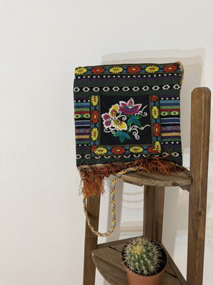 Ethnic indie floral shoulder bag brand new, large, multicolor