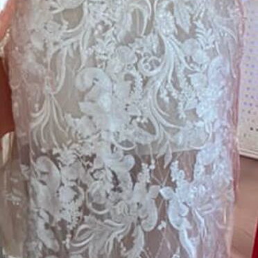 Nicole wedding dress, fitted mermaid lace gown with long train