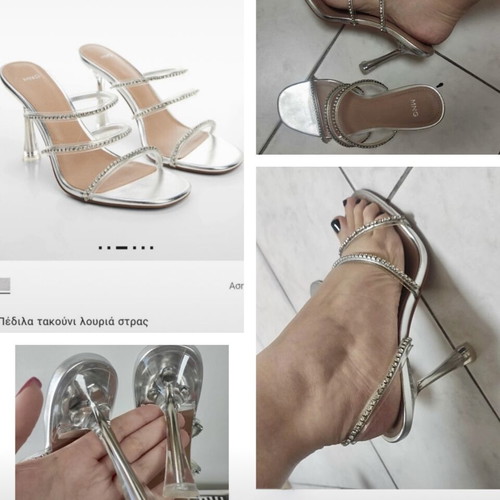 Mango sandals new with rhinestone straps and stiletto heel size 37