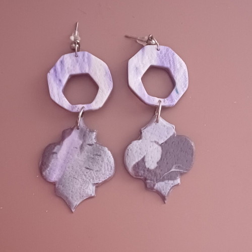 Handmade Long Earrings Purple Lilac