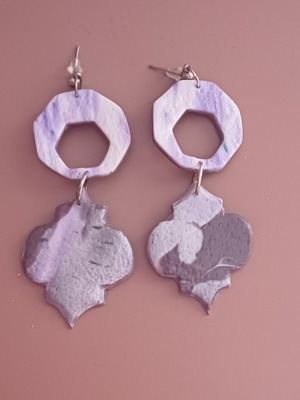Handmade Long Earrings Purple Lilac