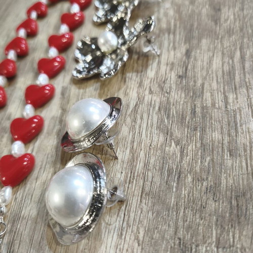 Stainless Steel Jewelry Set with Synthetic Pearl new