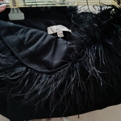 Zini black dress with feathers used, size S