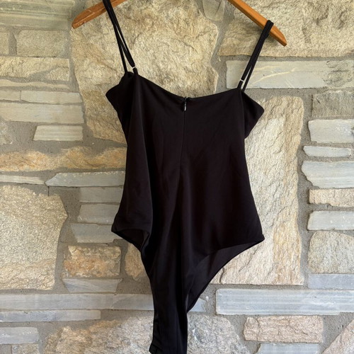 Zara elegant draped cowl neck sleeveless bodysuit black, like new