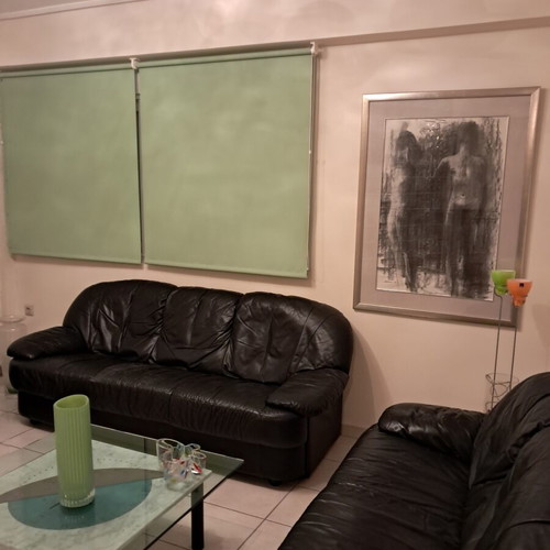 Leather sofa used, black Sato