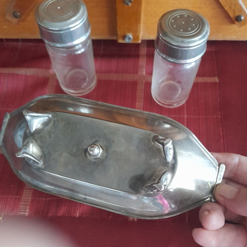 Vintage silver-plated swan decoration set used