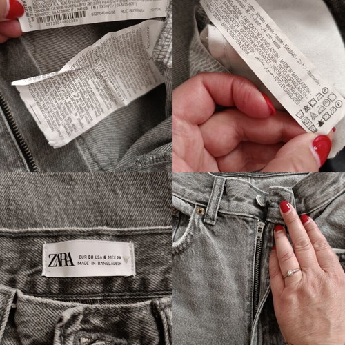 Zara high-waisted straight-leg jeans, gray, size M
