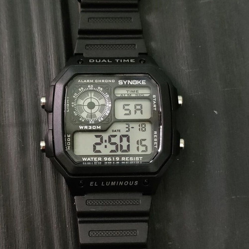 Synoke Dual Time 9619 digital watch new, black