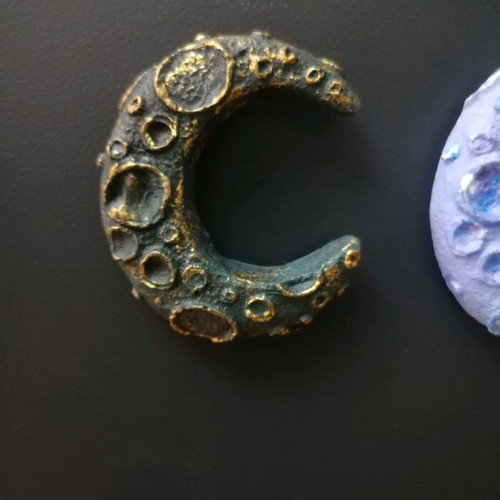 Handmade moon magnets new, painted with acrylics