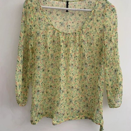 Naf Naf blouse used, size L, yellow and green