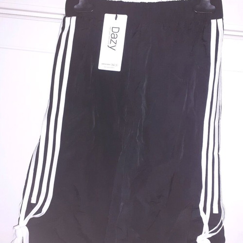 Black wide bermuda shorts new with striped design and cords