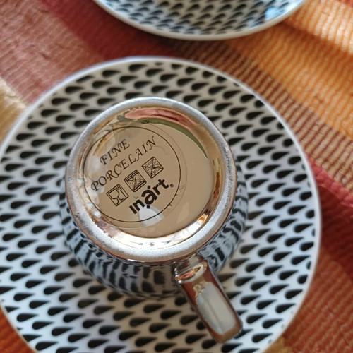 Cappuccino cups set like new, fine porcelain, 6 cups 5 saucers