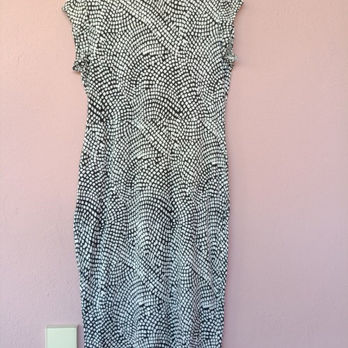 H&M Midi Bodycon Dress with Black and White Geometric Pattern, New