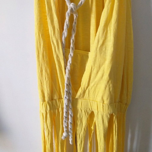 Top with fringes like new, yellow, with earrings gift