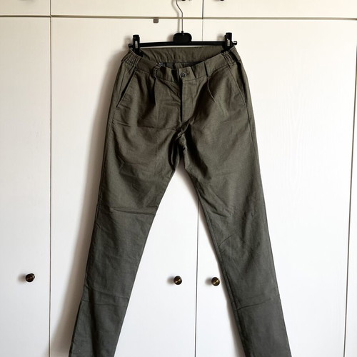 Men's cotton fabric pants straight fit, like new, brown and green