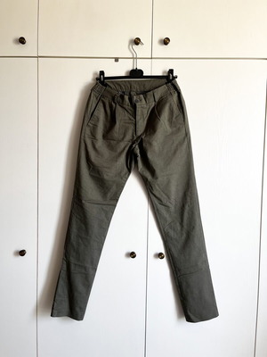 Men's cotton fabric pants straight fit, like new, brown and green