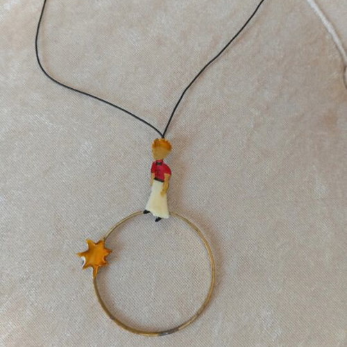 Little Prince jewelry set with vintage leather bracelet and pendant