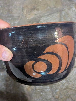 Vintage handmade clay pot No 2, 11cm height, 17cm diameter