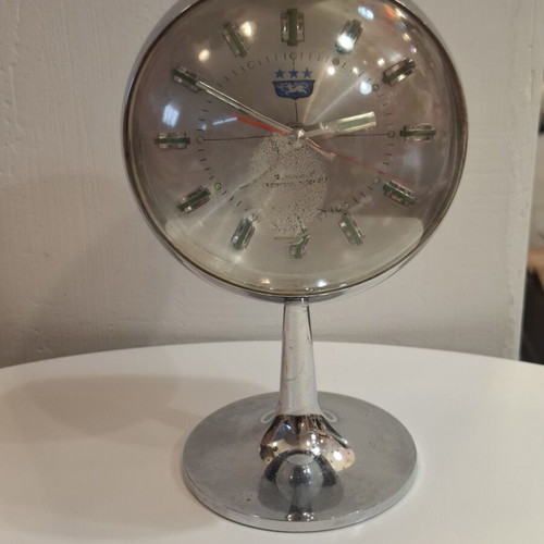 70's Tokyo Tokei manual wind-up alarm clock used, space age retro