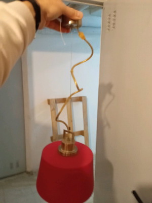 Angelo Lelli ceiling light like new, cylindrical red-white