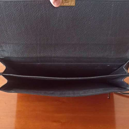 Vintage black briefcase used, 35 x 28 cm portfolio