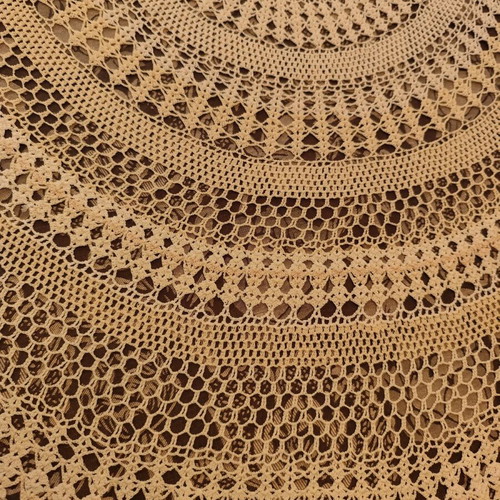 Rotonda-kare tablecloth beige handmade with two-tone design