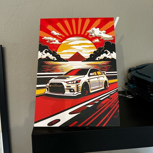 3D image Mitsubishi Evo 9 Hueforge new, embossed decor