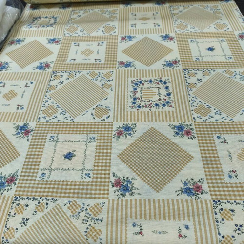 Canvas fabric printed with geometric and floral patterns, new