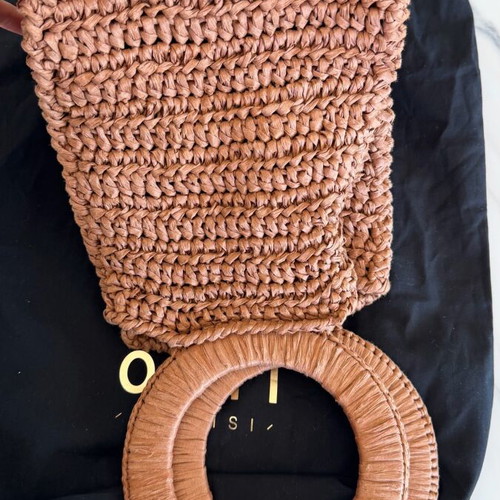 0711 brown raffia bag like new