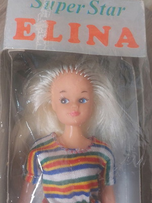 Vintage 70's Plaggona Super Star Elina old Greek doll new with original box