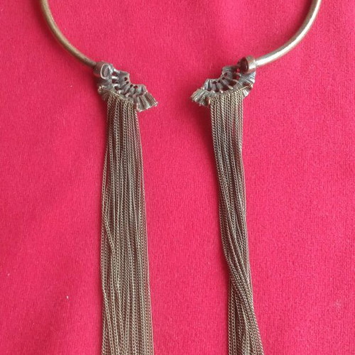 Vintage style Art Nouveau necklace used, bronze with zirconia