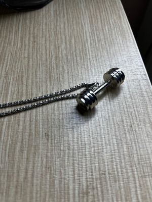 Κολιέ gym με μπάρα βαράκι ασημί καινούργιο