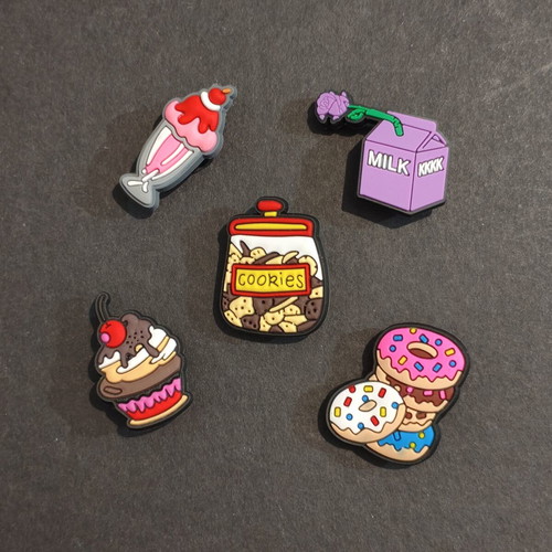Foodie Crocs Charms Pins Jibbitz set like new, pink multicolor