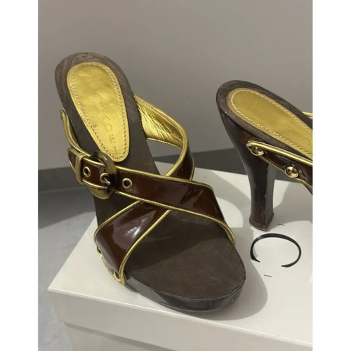 Casadei wooden heel like new, brown women's pumps size 37.5