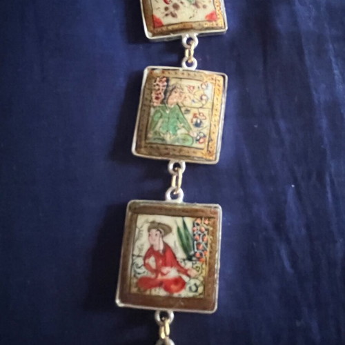 Bracelet Persian miniatures painting used on 925 silver base