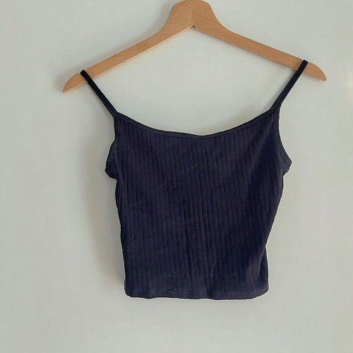 Tally Weijl black rib crop top, size Small