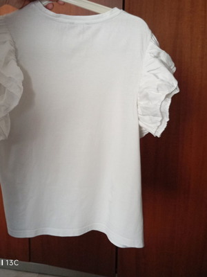 Blouse with Short Sleeves and Ruffles like new, white, size L