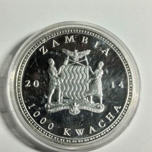 Zambia 1000 Kwacha 2014 African Wildlife african buffalo silver plated new, uncirculated in capsule