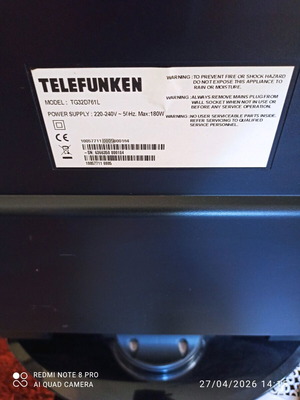 Telefunken 32-inch TV like new, needs decoder
