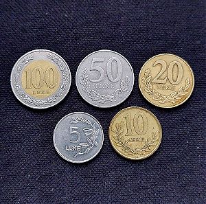 ΑΛΒΑΝΙΑ. 5 νομίσματα 5=100 ΛΕΚΕ.