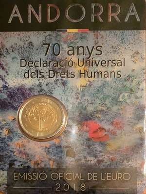 Ανδόρα 2 ευρώ 2018 καινούργιο, 70 έτη από την Οικουμενική Διακήρυξη Ανθρώπινων Δικαιωμάτων