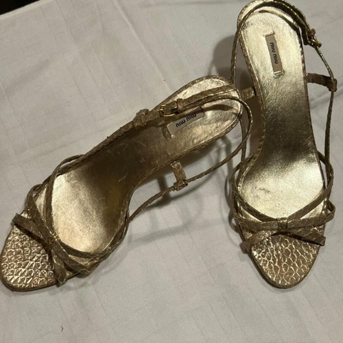 Miu Miu slingback heels used, size 37.5, metallic bronze