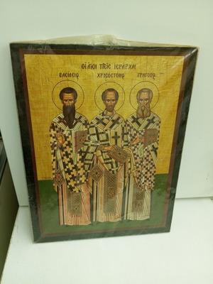 The Holy Hierarchs Icon from Mount Athos 1988 handmade, like new