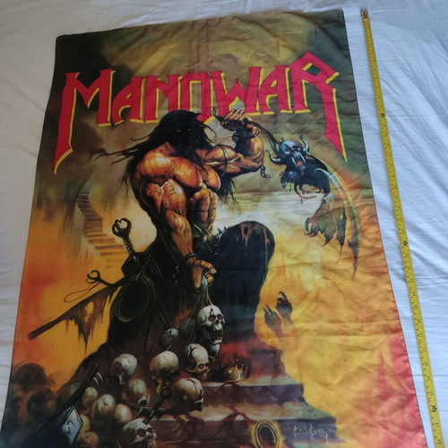 Manowar Vintage Collectible Fabric Poster used, Rock Heavy Metal 105x75 cm