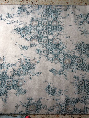 Rug used 1.60 x 2.35 m vintage shabby chic style with petrol and cream patterns